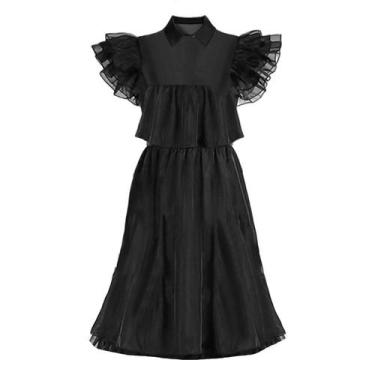 Imagem de Fantasia Vandinha Cosplay Infantil Familia Addams Vestido - Meimi Amor