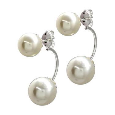 Imagem de Brinco folheado a prata grace duas pérolas 7,5mm semijoias em caixa de luxo