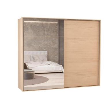 Imagem de Guarda-Roupa Casal MDF Herval Lumo, 4 Espelhos, Carvalho Nature e Off 