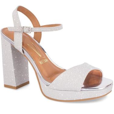 Imagem de Sandália Vizzano Meia Pata Salto Grosso Original 6551-100, Prata, 38