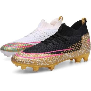 Imagem de Tênis de futebol masculinos de futebol com pontas longas, couro e borr