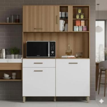 Imagem de Armário De Cozinha 120cm Compacto Com Balcão Multiuso Gaveta e Porta V