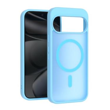 Imagem de ZCDAYE Capa para Google Pixel 10 Pro XL compatível com Magsafe, capa de telefone transparente fosca à prova de choque anti-impressão digital para Google Pixel 10 Pro XL (6,8 polegadas), azul claro