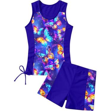 Imagem de Maiô RAISEVERN Girls Tankini Tropical Butterflies tamanho 10
