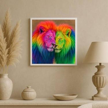 Imagem de Quadro Fotografia Casal De Leões Gay - 33X33Cm - Com Vidro - Quadros O