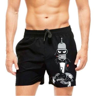 Imagem de Short Praia Shorts Banho Futurama Robô Bender 687 - smoke, Preto, P 34