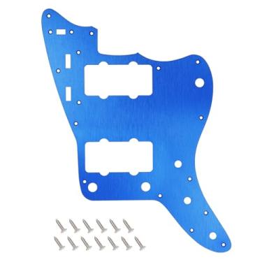Imagem de Banworks Vintage 60s JM Pickguard Alumínio 1 Ply 13 Furos Borda Reta Alumínio Pickguard Placa para Guitarra Fender Ultra Jazzmaster JM Guitarras JT/HB-14 Azul