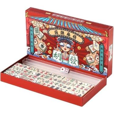 Imagem de EatingBiting Mini Mahjongs 20mm/0.78" Board Game Portable Travel Set 144pcs Chinese Mahjongs Classic Traditional Chinese Dominos Family Tabletop Game