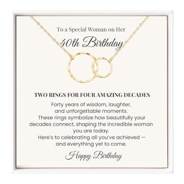 Imagem de IPINK - Colar de aniversário de 40 anos para mulheres – dois anéis interligados, presente significativo para esposa, mãe, irmã ou melhor amiga – Celebre quatro décadas incríveis