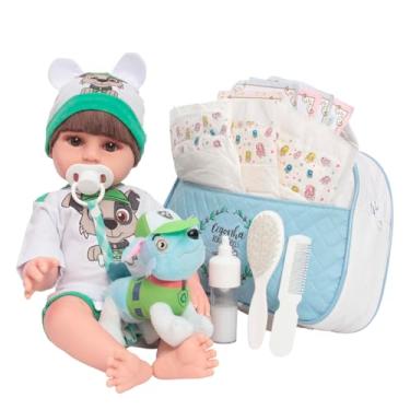 Imagem de Boneco Bebê Reborn Realista Menino Bolsa Maternidade Itens