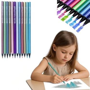 Imagem de Lápis de cor arco-íris, pacote com 12 canetas de desenho multicoloridas, materiais de arte para crianças de 6 a 12 anos e adolescentes, meninas, meninos, artes criativas, artesanato, aniversário e