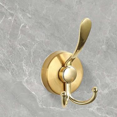 Imagem de 1 pacote de ganchos de ventosa para chuveiro, ganchos duplos grandes para chuveiro interno, ganchos de sucção resistentes para janela de vidro, gancho duplo para pendurar toalhas de banho (ouro)