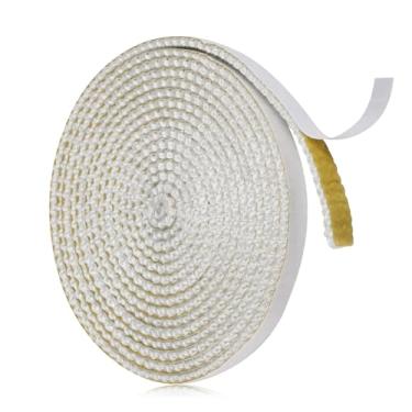 Imagem de Vedação de fita de lareira 9,84 pés x 1,5 cm, junta de vedação de corda de fibra de vidro autoadesiva, junta de porta de fogão de madeira plana para lareiras, fogões a lenha (branco)