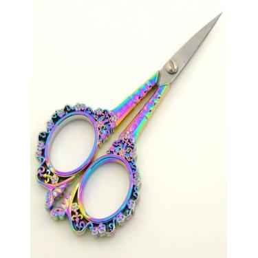 Imagem de Tesoura de sobrancelha borboleta – Tesoura de aço inoxidável para cílios, linhas, nariz, nariz e barba, artesanato e projetos de bricolage, cor titânio