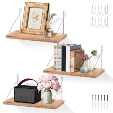 Imagem de Prateleira flutuante montada na parede, organizador de madeira com acessórios de instalação, prateleira de compartimento de parede de 29 x 15 cm para enfeite de moldura de livro (cor de madeira)