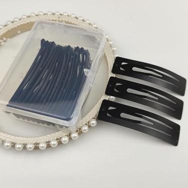 Imagem de 12 peças de grampos de cabelo para mulheres simples preto fosco grampo de cabelo básico de aço invisível acessórios de cabelo presente (clipe quadrado grande caixa de 12 peças)