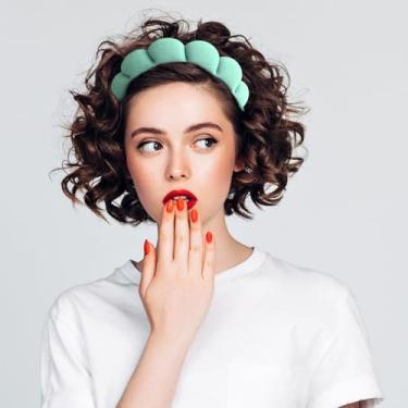 Imagem de Conjunto de pulseiras de spa para lavar o rosto, esponja, maquiagem, toalhas, faixa de cabelo macia (verde, 1 peça)