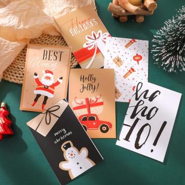 Imagem de Pacote com 6 cartões comemorativos de Feliz Natal com envelope design fofo tamanho pequeno padrão 3
