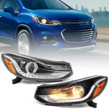 Imagem de Huray Par de faróis de halogênio adequado para Chevy Trax 2017-2022 PA projetor farol com LED DRL OE substituição de farol de fábrica para GM2502450 GM2503450 GM2503450 lado do motorista e passageiro