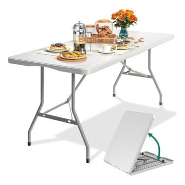 Imagem de Mesa Prática Dupla Alumínio 120x60 Dobrável Vira Maleta Mor Camping e Evento