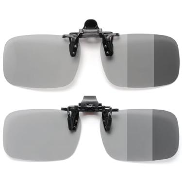 Imagem de VANANA Óculos de sol fotocromáticos de encaixe - Flip-Up polarizado para pesca e dirigir proteção UV400, Cinza fotocrômico, 60 x 40mm