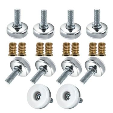 Imagem de MyyYiTar 10 peças de pés de nivelamento ajustáveis M8 x 20 mm Niveladores de móveis resistentes, pés de mesa ajustáveis de aço inoxidável de nylon para cadeiras, armários, sofás, bancadas de trabalho