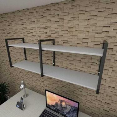 Imagem de Kit Industrial e Prateleiras Dupla/Capacidade 50kilos com Suporte 35 x 25 cm(100 CM (50cm) PRETO/BRANCO)