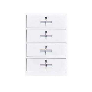 Imagem de Armário de Arquivos Armário de arquivo curto pequeno com gaveta travamento sob a mesa atividades 4 gavetas escritório dados Gabinete cabeceira lata(Branco)