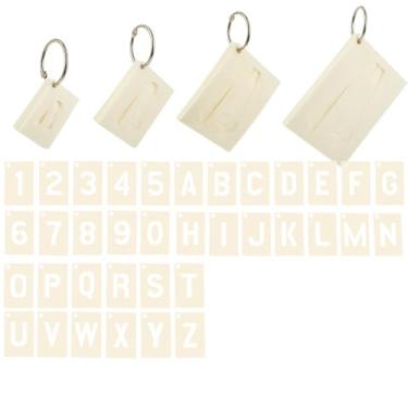 Imagem de ZJRDYYK 144 peças de estênceis de letras e números, 4 estênceis e modelos de alfabeto de plástico reutilizáveis de 4 tamanhos, estênceis de artesanato para pintura, faça você mesmo, projetos de arte