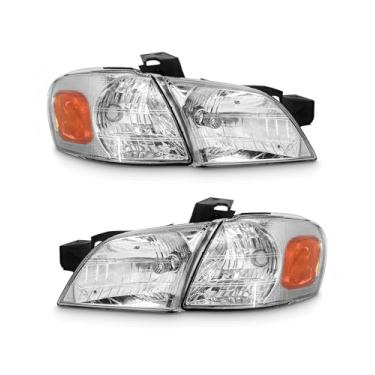 Imagem de ADCARLIGHTS Conjunto de farol compatível com Chevy/Venture 1997-2005/1997-2004 Oldsmobile Silhouette/99-05 Pontiac Montana com revestimento cromado refletor âmbar (lâmpada não incluída)