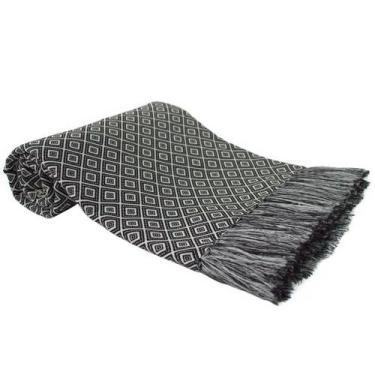 Imagem de Manta Para Sofá Jacquard Dupla Face Royalle Geo Preto/Branca - Ecaza