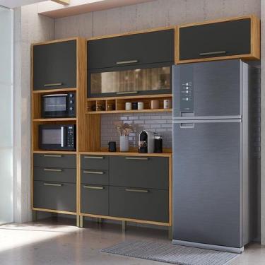 Imagem de Cozinha Compacta 100% Mdf 4 Peças 7 Portas 5 Gavetas e Vidro 274cm Vic