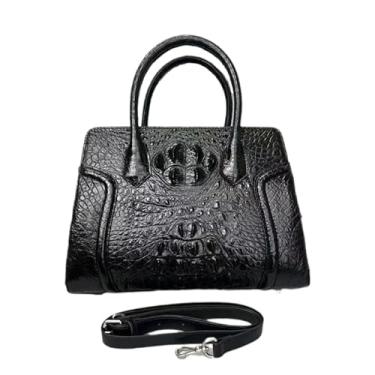 Imagem de Bolsa feminina clássica de couro jacaré autêntico, pele de crocodilo genuína, bolsa de ombro único, bolsa feminina com alça superior