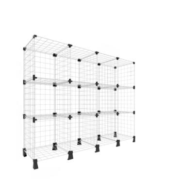 Imagem de Estante de Aço Aramado Organizadora Multiuso 12 Nichos Casa Loja Comércio Estoque Roupas Brinquedos (12 Nichos Horizontal COR BRANC)