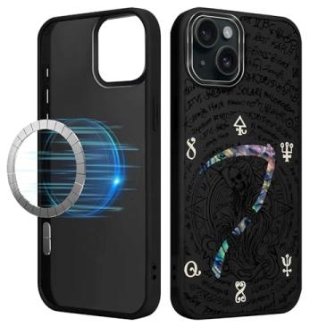 Imagem de Flivro Capa magnética para iPhone 15, compatível com Magsafe, proteção TPU de grau militar com bordas de absorção de choque, capa fina antiqueda para iPhone 15 - A foice de um esqueleto morto