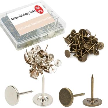 Imagem de 200 peças de tachas de polegar de estofamento para parede – pinos de pressão de cabeça chata resistente de 7/40.6 cm para móveis, tecido, decoração de casa e pendurar fotos – Tachinhas decorativas de