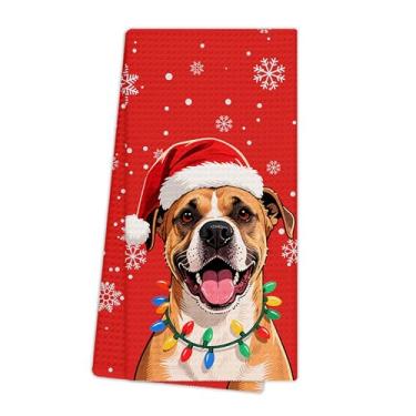 Imagem de EGBTL Toalhas de cozinha de Natal American Pit Bull Terrier, presentes de cachorro American Pit Bull Terrier Toalhas de mão para decoração de banheiro, amantes de cães, presentes de pai, mãe, panos de