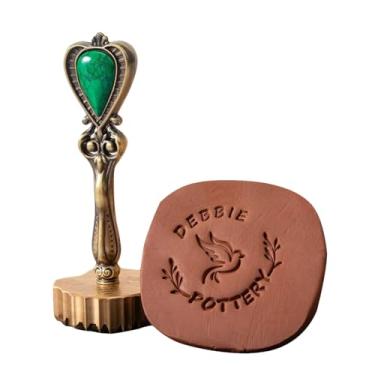 Imagem de Carimbo de cerâmica personalizado com logotipo de argila para assinatura de cerâmica com sua assinatura de ferramenta de latão e cerâmica (5 cm)