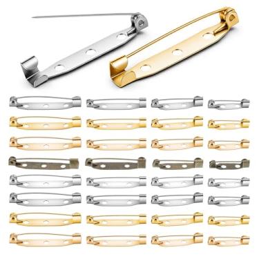 Imagem de 200 peças, 4 tamanhos, broche, costas para artesanato, 5 cores, emblemas, com furos 20/25/30/35 mm, fecho de segurança traseiro com fechos de pino de caixa de plástico para fazer joias, crachás