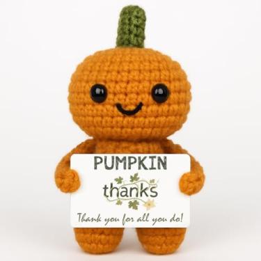 Imagem de Presentes de Ação de Graças para Homem Abóbora de Crochê – Mini Thanks Gratitude Decoração de mesa feita à mão, cartão de agradecimento de festa de aniversário para pai, mãe, avó, avô, professor