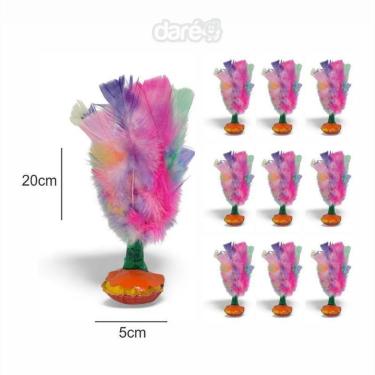 Imagem de Kit Petecas Plumas Coloridas Base Courino - Kit Com 10 Petecas - DareEsportes - 5cmx20cm-Unissex