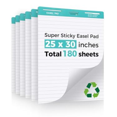 Imagem de FAHKNS Bloco de cavalete adesivo forrado, grande, 63 x 76 cm, papel autoadesivo para professores, almofada de cavalete com superfície apagável a seco para sala de aula/escritório, branco, 30 folhas
