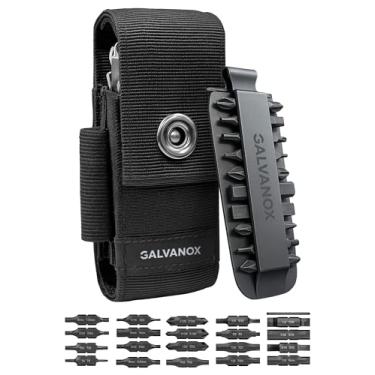 Imagem de Galvanox Bainha de nylon para multiferramentas com 21 pontas de chave de fenda de ponta plana e suporte – Estojo para cinto com bolsos e conjunto de brocas incluídos, compatível com Leatherman (10 cm