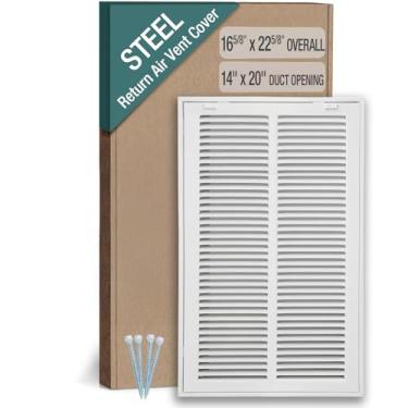 Imagem de Hoovate Grade de filtro de ar de retorno de 14 x 20 polegadas (abertura do duto) para filtros de 1 polegada, tampa de ventilação HVAC para parede e teto, aço revestido a pó com porta removível