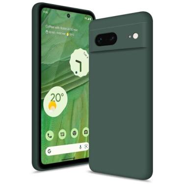 Imagem de Btstring Capa para Google Pixel 7, capa de silicone macio com proteção de câmera atualizada, capa fina à prova de choque com forro de microfibra antiarranhões, verde
