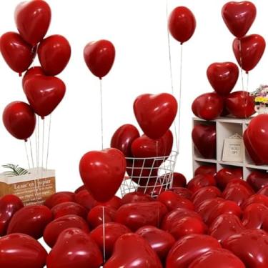 Imagem de 10 peças de balão de látex vermelho em forma de coração de 25,4 cm, decoração de festa de aniversário de casamento, dia dos namorados, suprimentos de aniversário