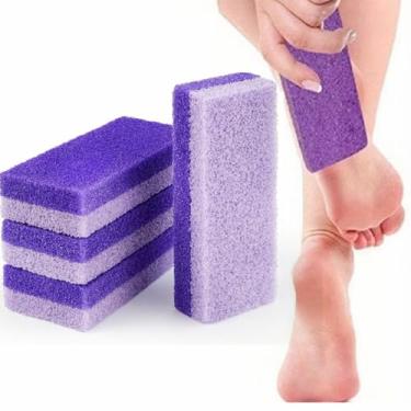 Imagem de 4 peças raspador de pés, pedra-pomes para pés pele dura removedor de calos e esfregão suprimentos de ferramentas de pedicure - roxo