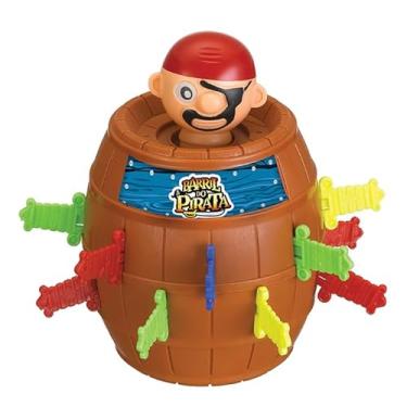 Imagem de Barril de Pirata Jogo de Mesa Infantil, 16 Adagas Coloridas, 2-4 Jogadores, 16x10cm, Idade 4+, Brinquedo Educativo
