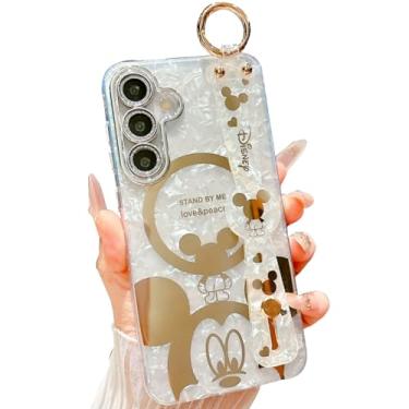 Imagem de AYABUCO Capa para Samsung Galaxy A56 5G, estampa de mouse de desenho fofo com alça de pulso, design IMD brilhante com glitter, proteção total à prova de choque de TPU macio, para meninas e mulheres