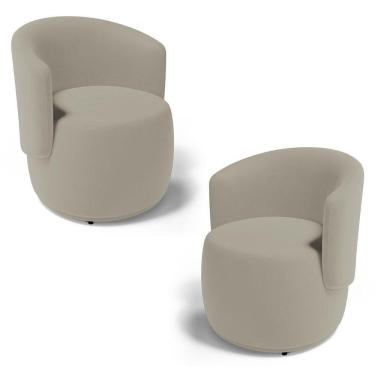 Imagem de Kit 02 Poltronas Decorativas Aisha Orgânica Suede Bege - Abmaza